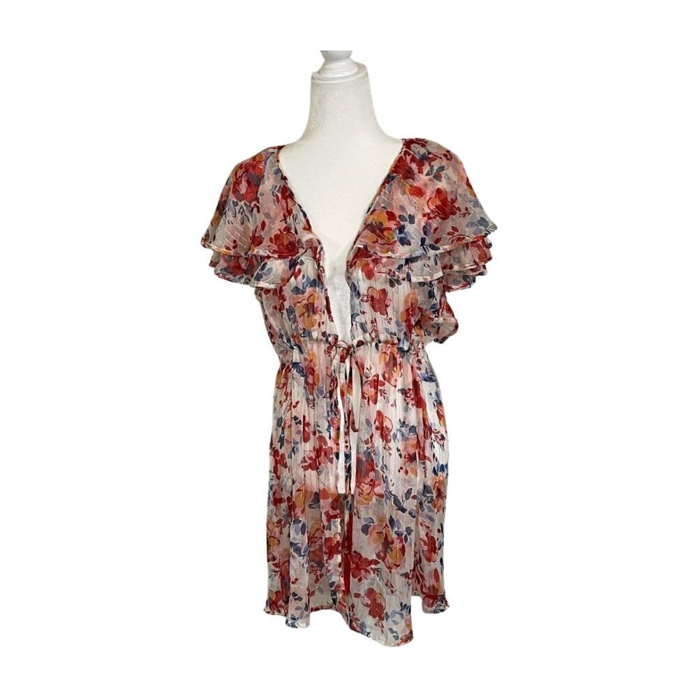 Vince Camuto sheer Floral Swim Cover-up Soft Blush Neutral Tone OneSize NWT
